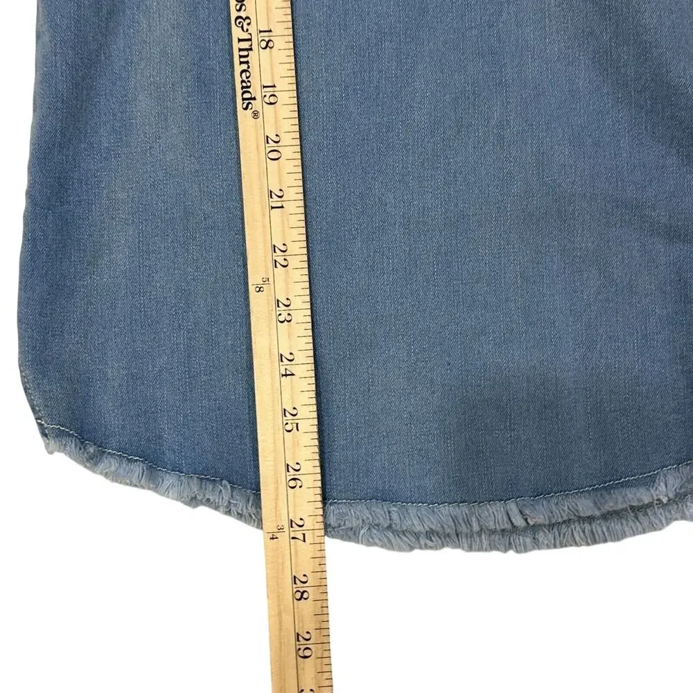 Kidpik Girls Size 10 NWT‎ Denim Shirt Dress Frayed Hem Button Front Long Sleeve